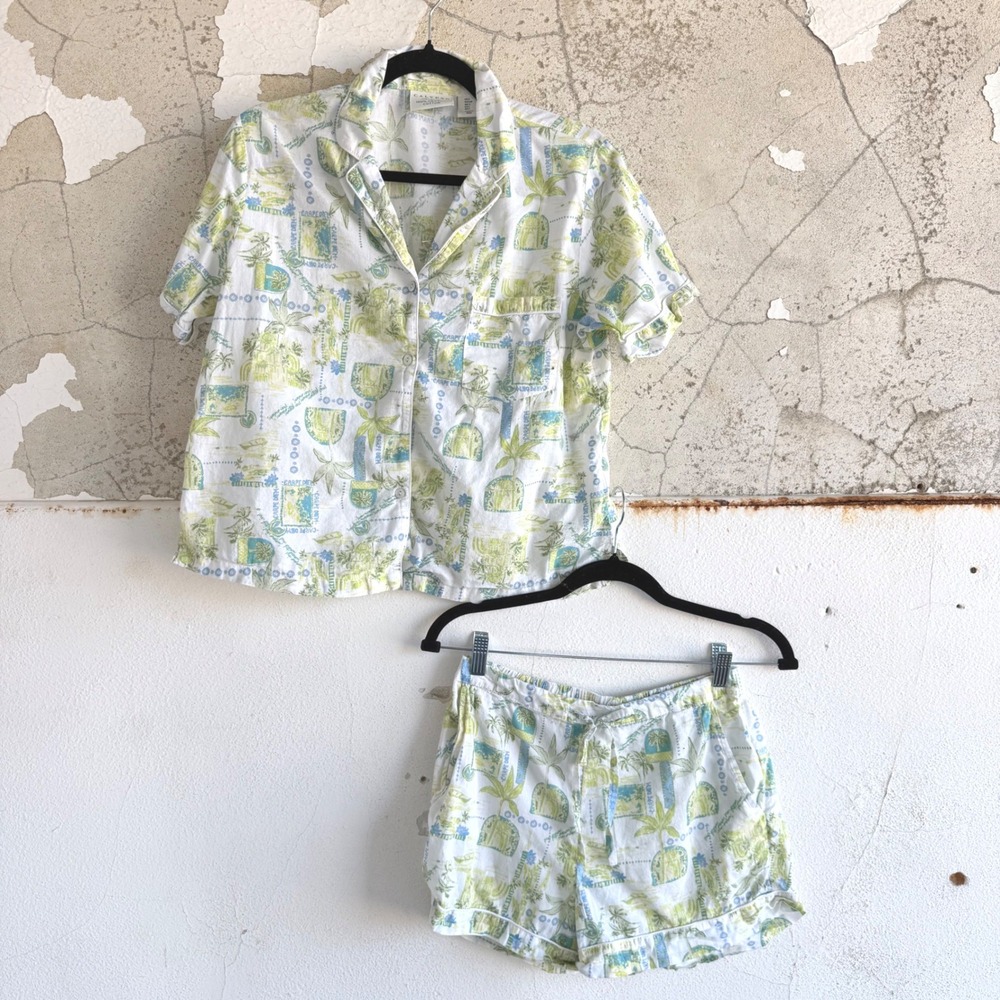 Calypso St Barth Pajama Set Organic Cotton Tropical Print Sleepwear Shorts Small - Picture 12 of 12